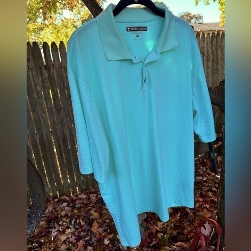 Pebble Beach Performance Light Blue Golf Shirt‎